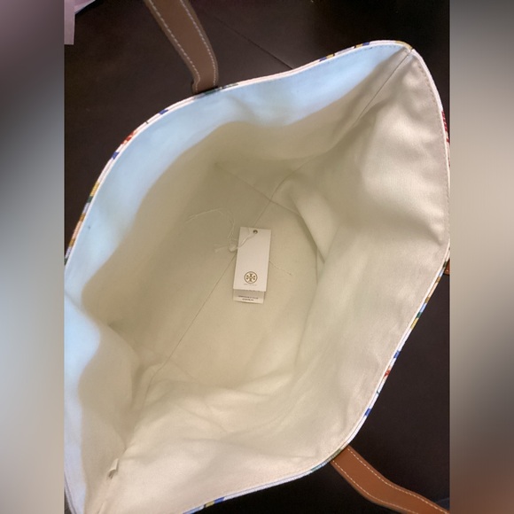 Tory Burch Key Item Canvas Tote in Ribbon Weave Bias Allover - Picture 11 of 11